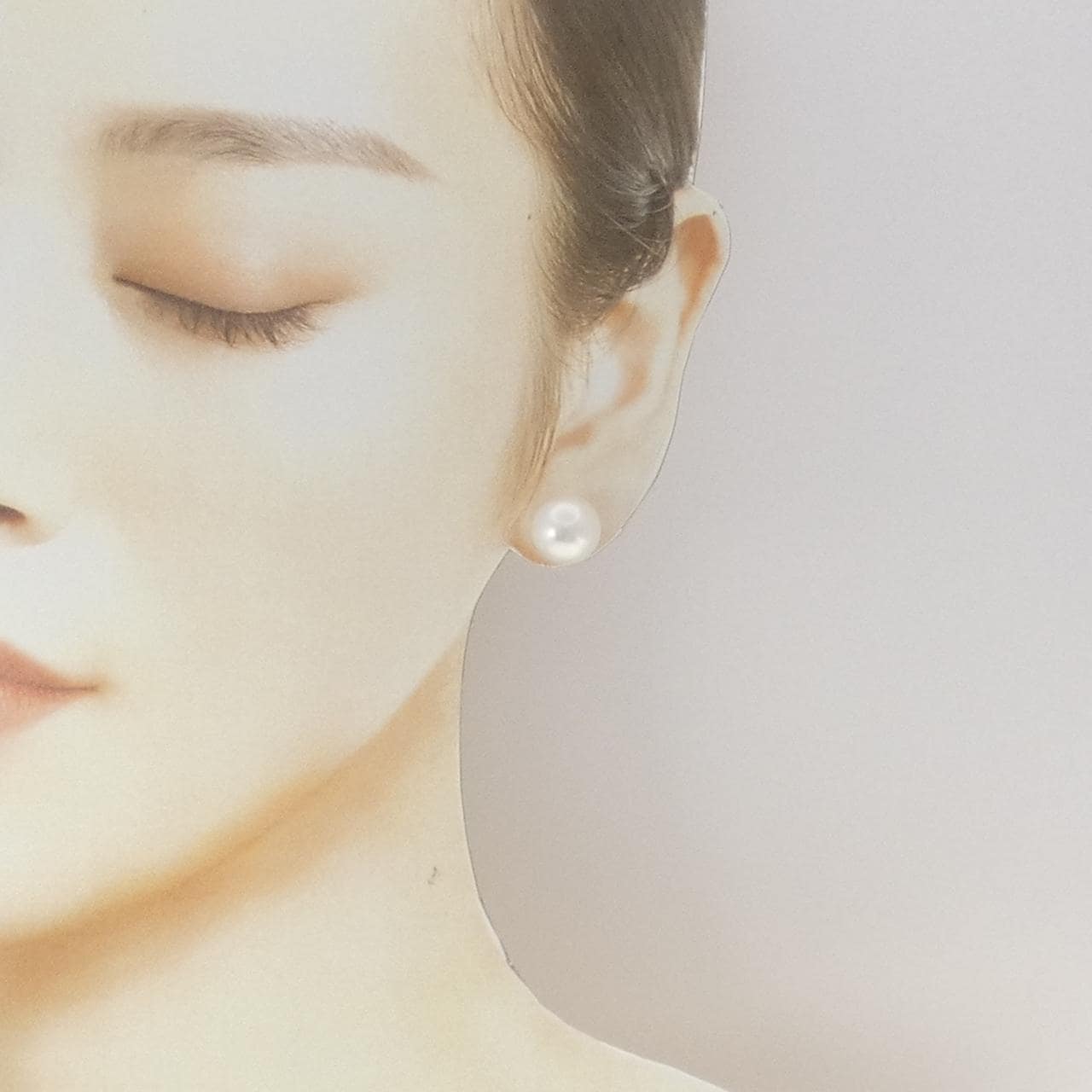 K18WG 白蝶パール ピアス 11.8mm