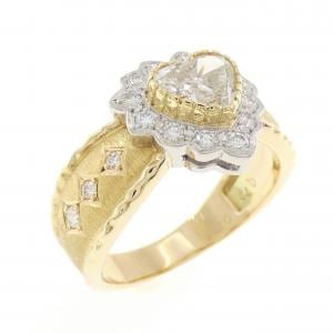 K18YG/PT900 ハート ダイヤモンド リング 0.72CT