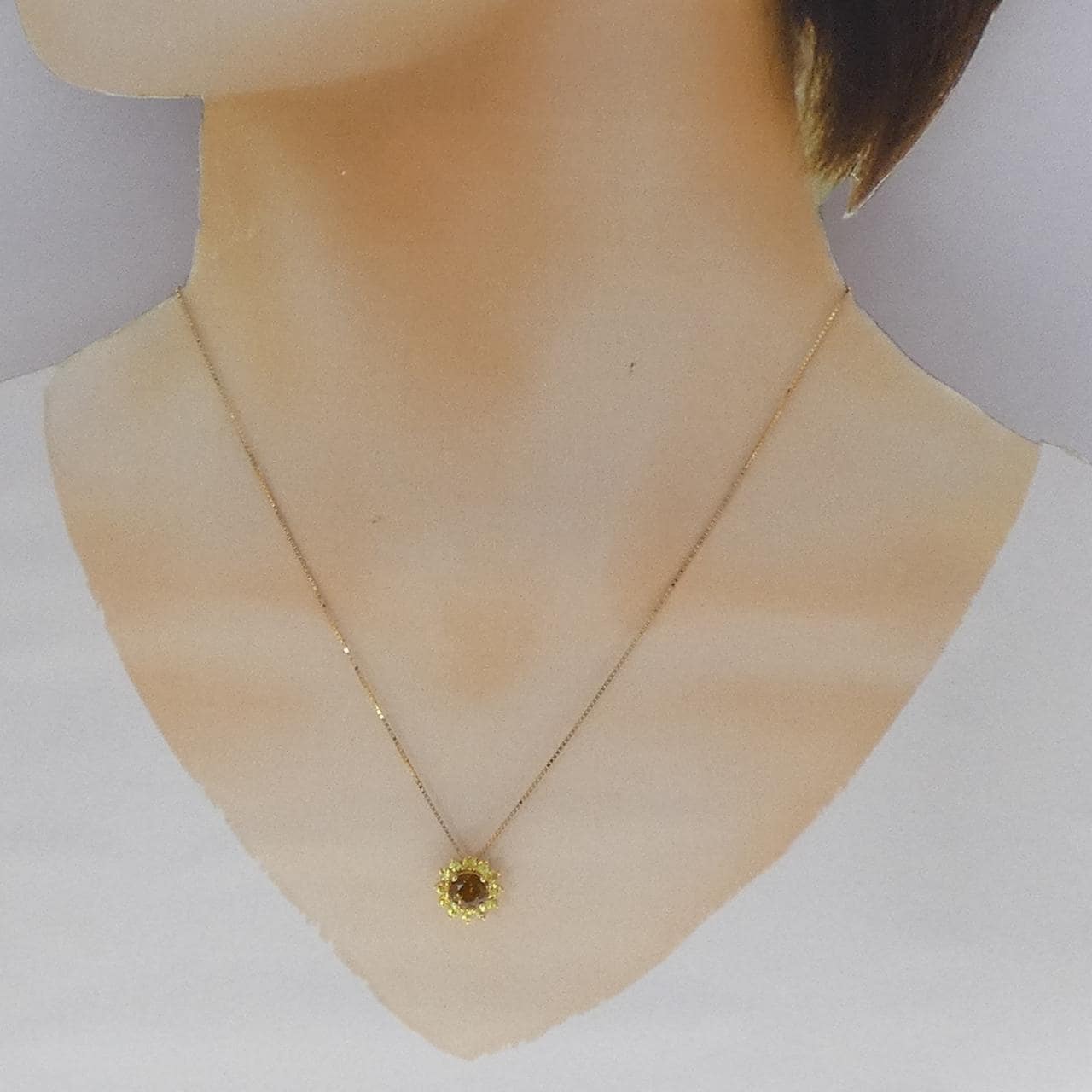 K18YG フラワー ガーネット ネックレス 0.98CT