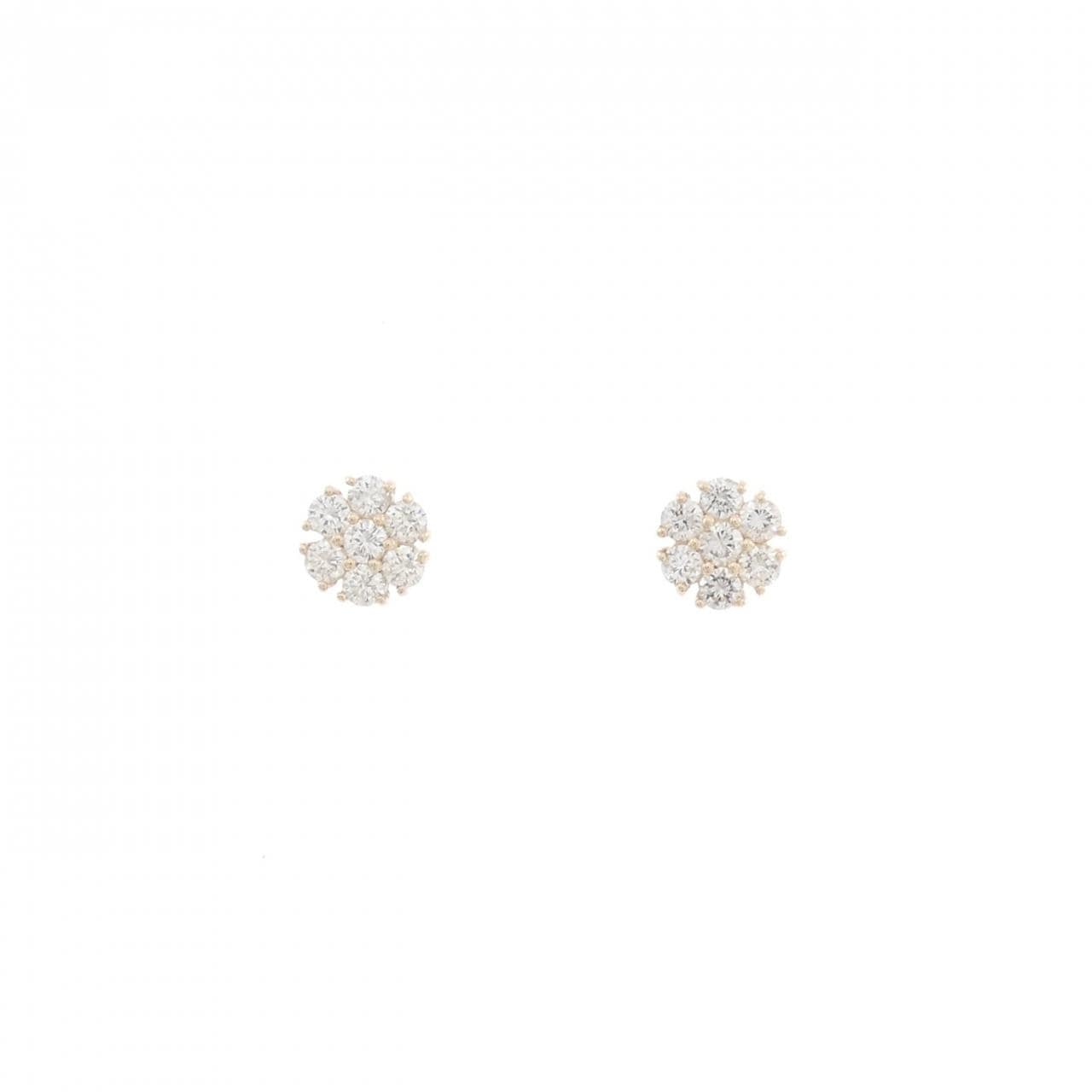 【リメイク】K10YG フラワー ダイヤモンド ピアス 0.30CT