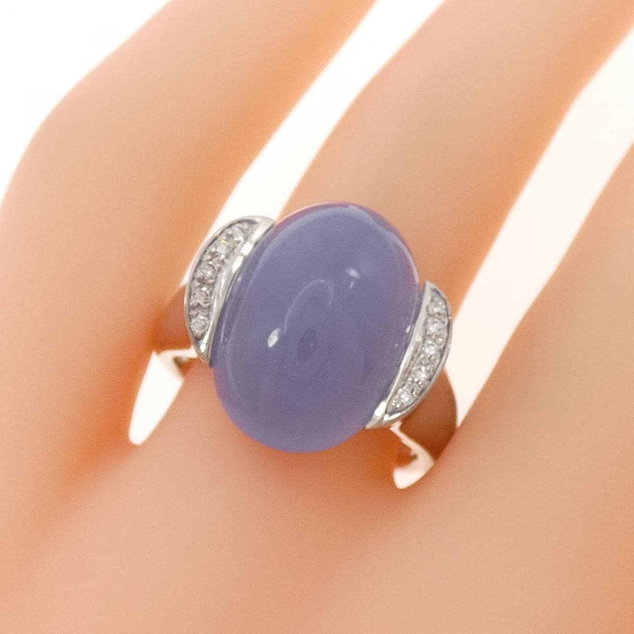 K18WG カルセドニー リング 9.38CT