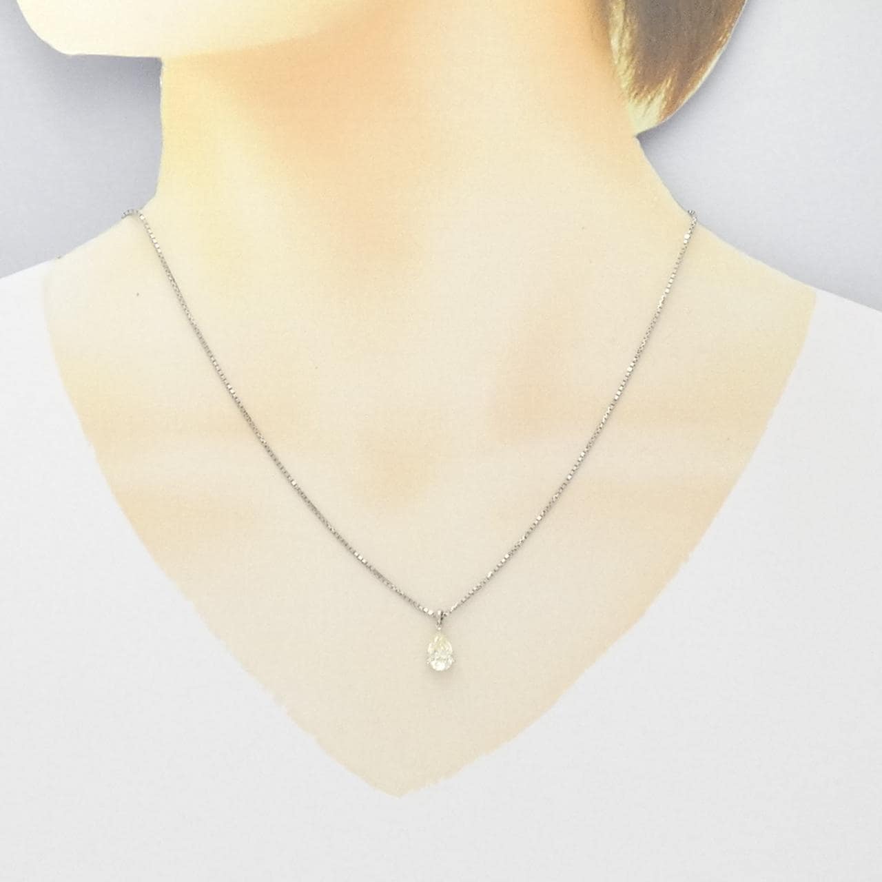 PT900/PT850 ダイヤモンド ネックレス 1.082CT LY VS1 ペアシェイプ