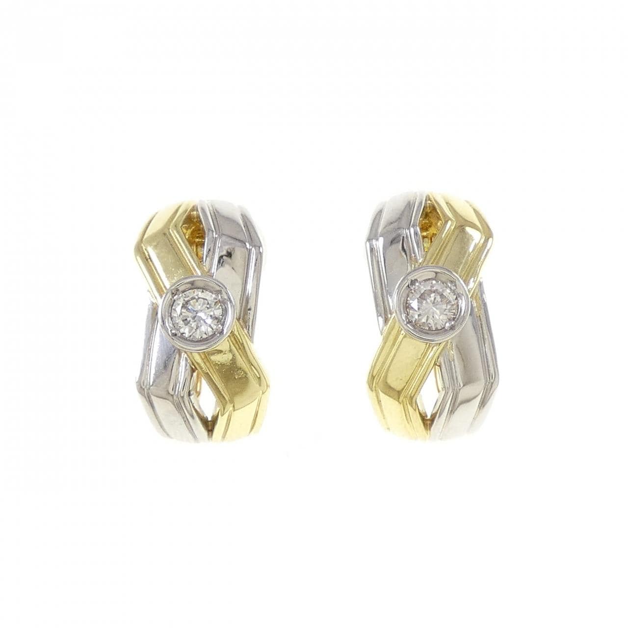K18YG/PT900鑽石耳環/耳夹0.30CT