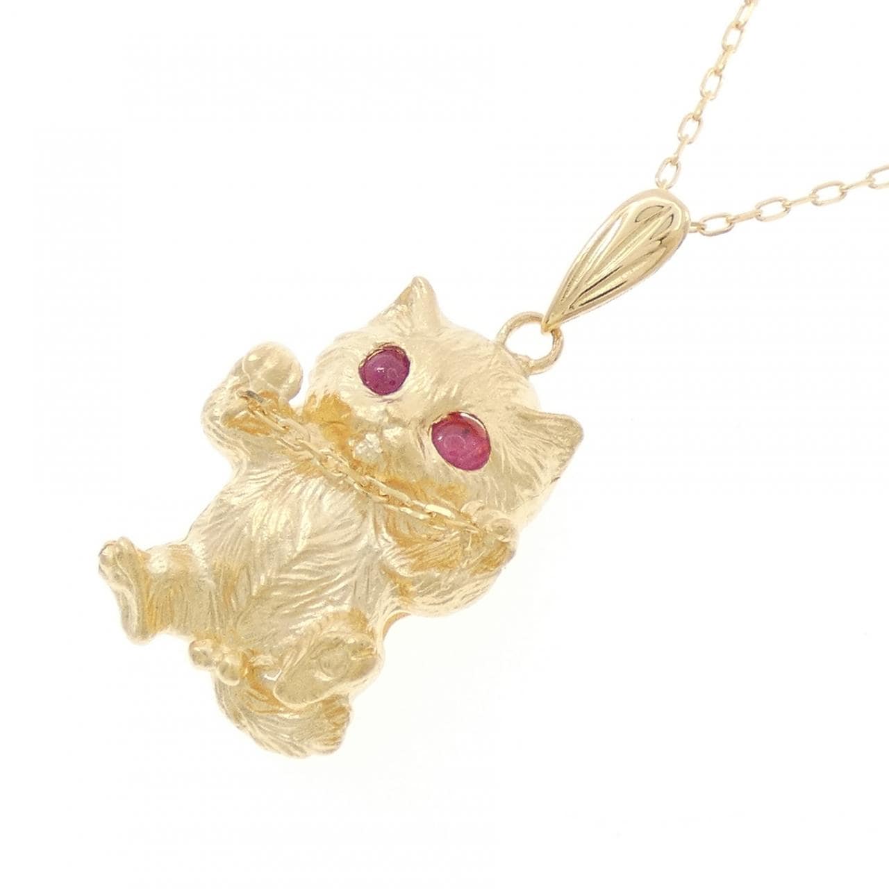 K18YG キャット ルビー ネックレス