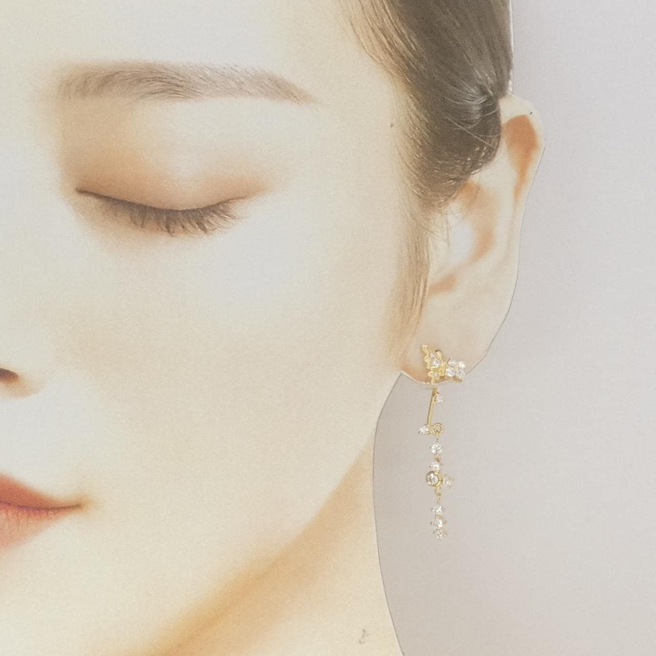K18YG バタフライ ダイヤモンド ピアス 1.01CT