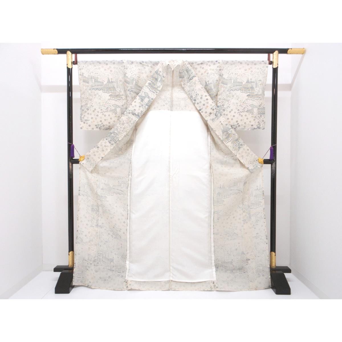 単衣　生紬　一方付【しょうざん】