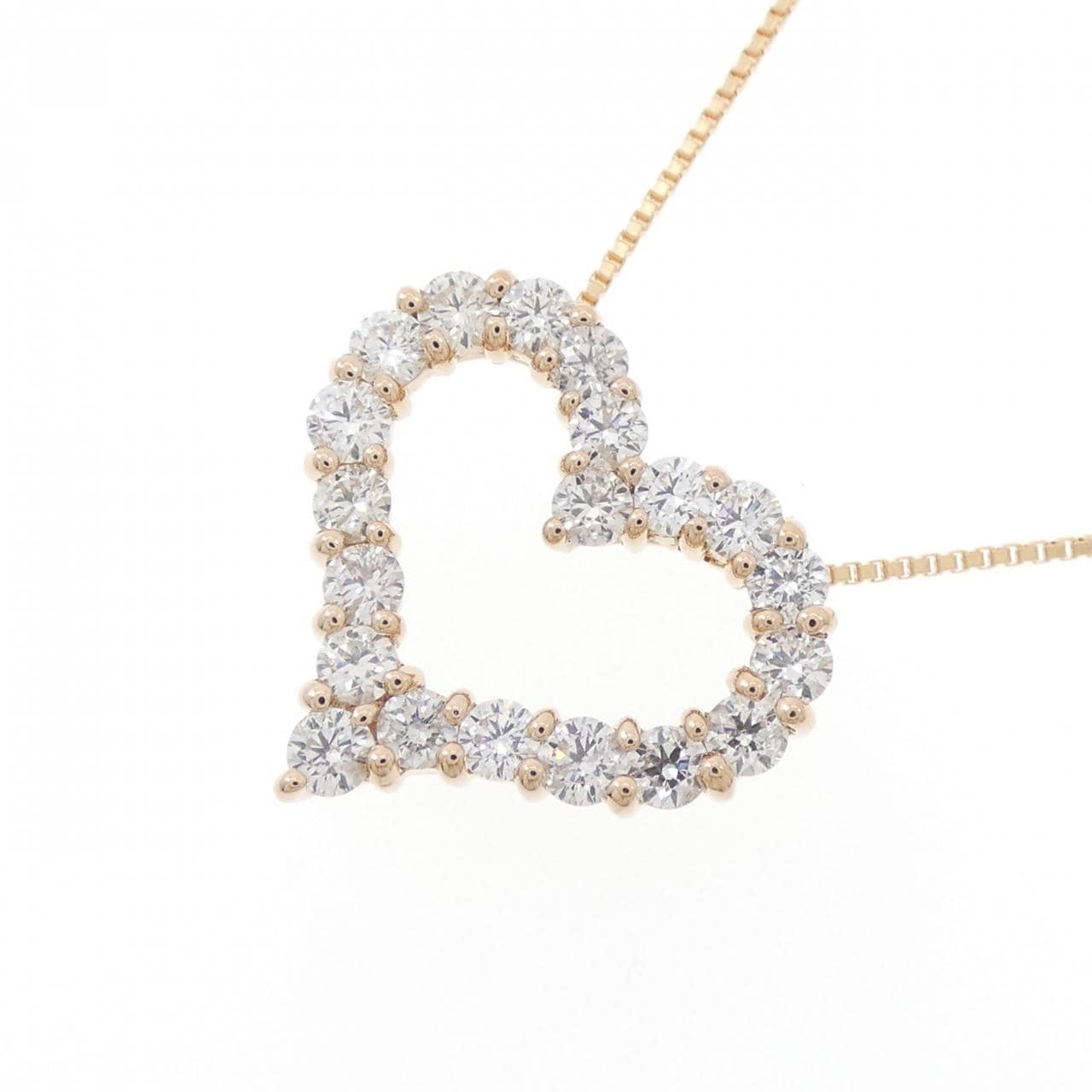 K18PG ハート ダイヤモンド ネックレス 1.00CT