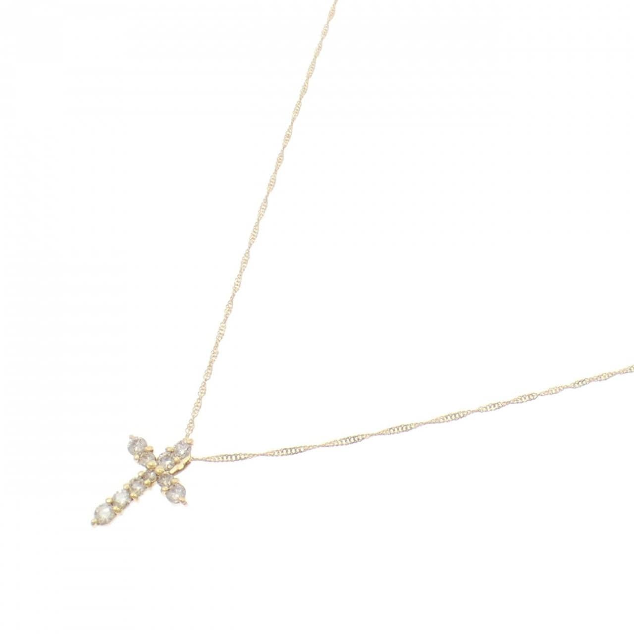 K18YG クロス ダイヤモンド ネックレス 0.30CT