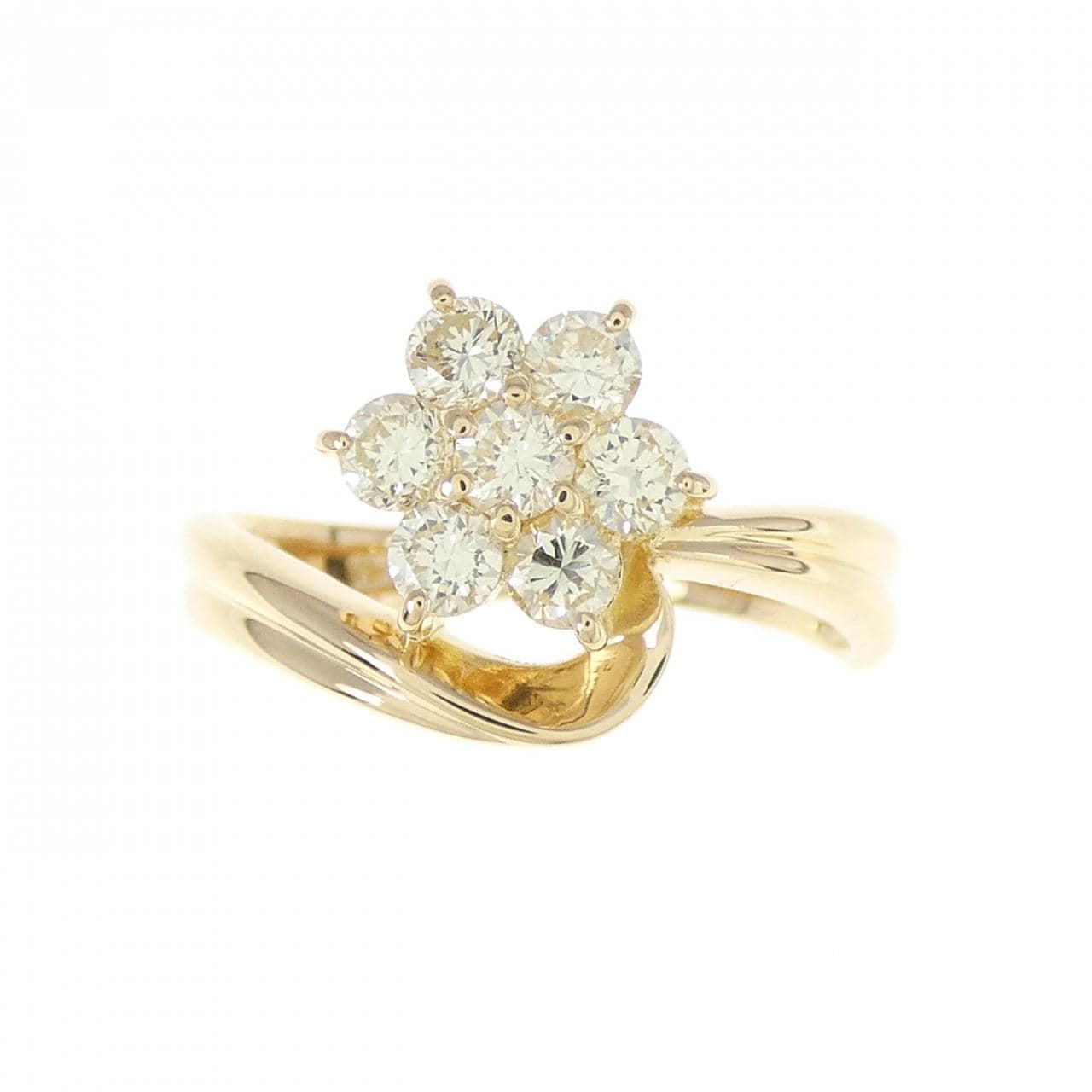 K18YG フラワー ダイヤモンド リング 0.50CT
