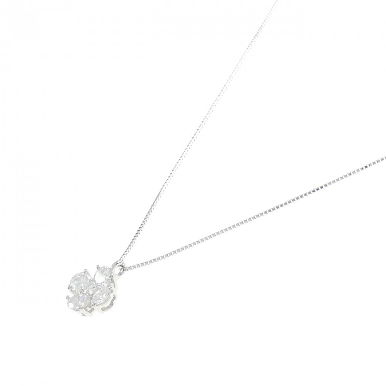 PT900/PT850 フラワー ダイヤモンド ネックレス 1.00CT