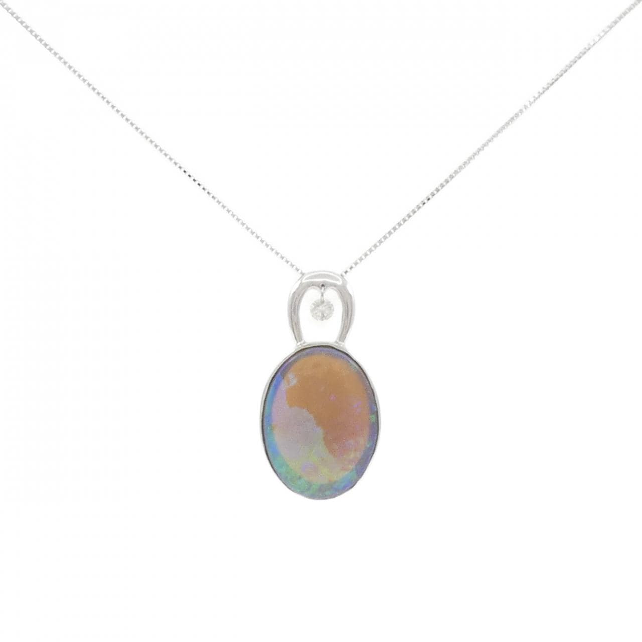 K18WG Black OPAL Necklace 6.41CT