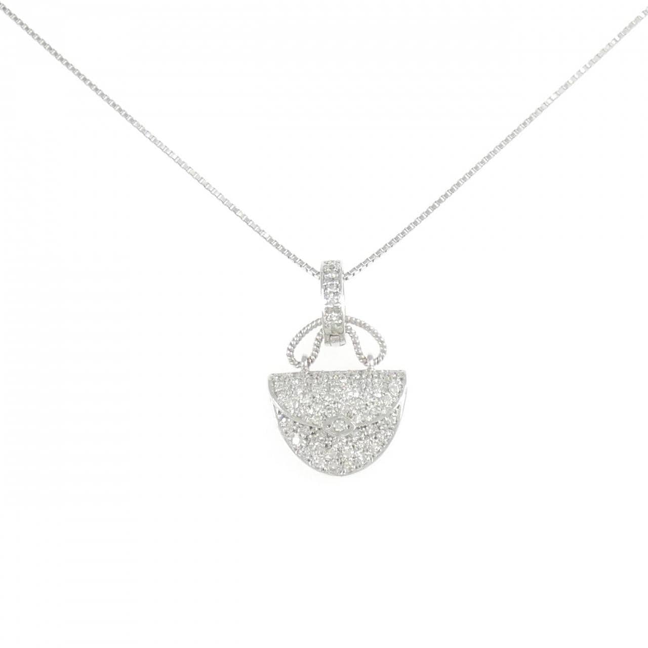 K18WG バッグ ダイヤモンド ネックレス 0.61CT