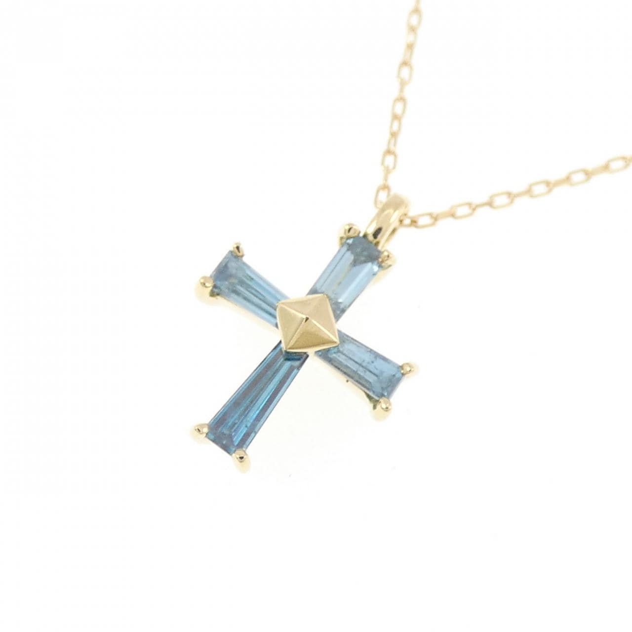 K18YG クロス ダイヤモンド ネックレス 0.23CT
