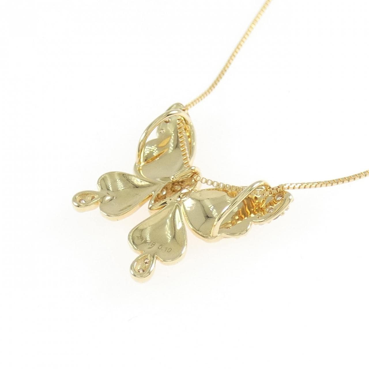 ジーエスティービー バタフライ ダイヤモンド ネックレス 0.10CT