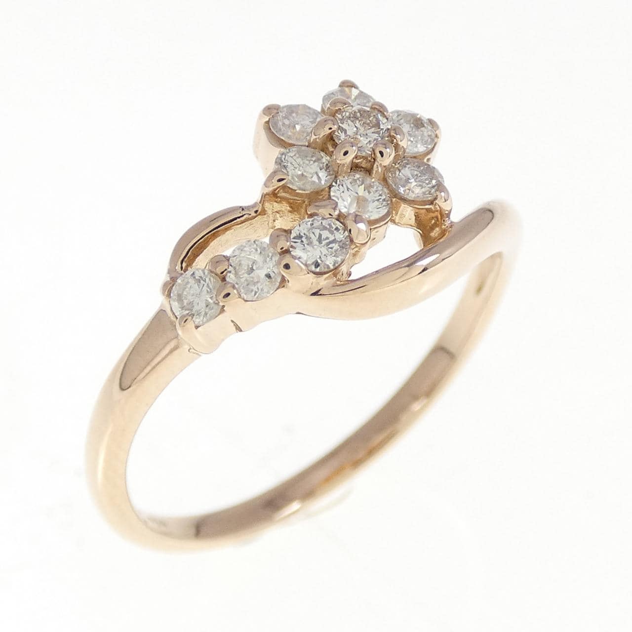 K18PG フラワー ダイヤモンド リング 0.30CT