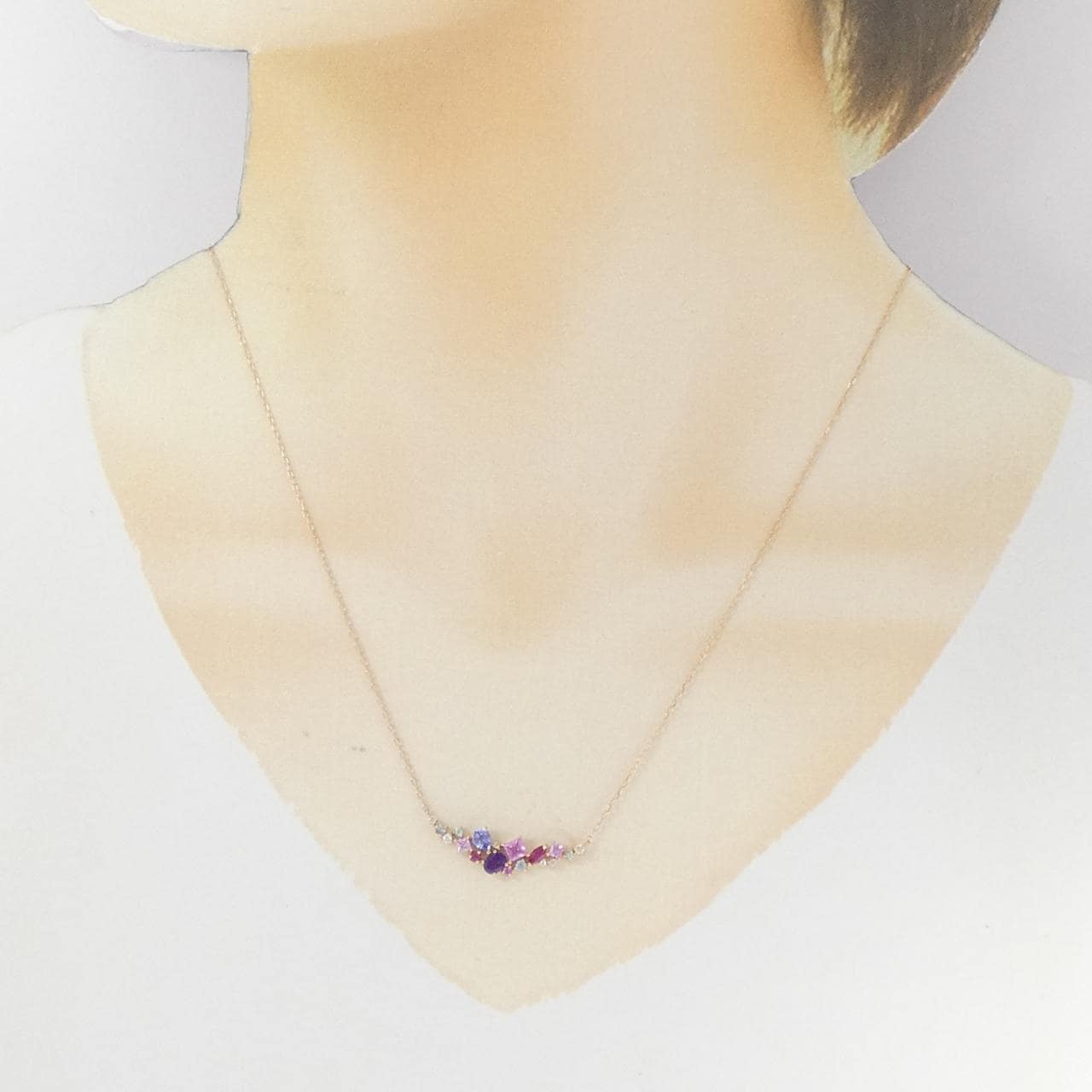 K18PG カラーストーン ネックレス