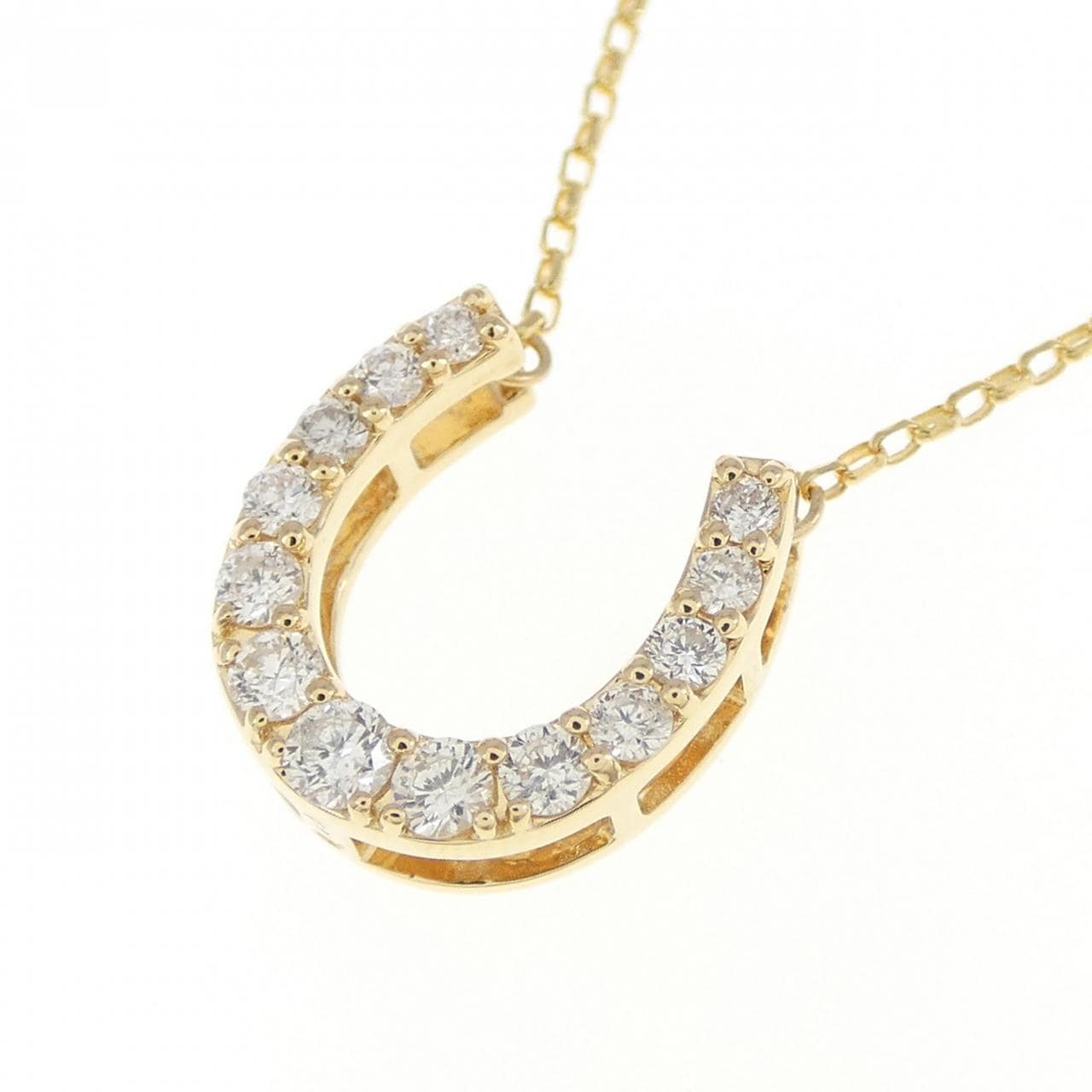 K18YG Horseshoe Diamond Necklace 0.19CT