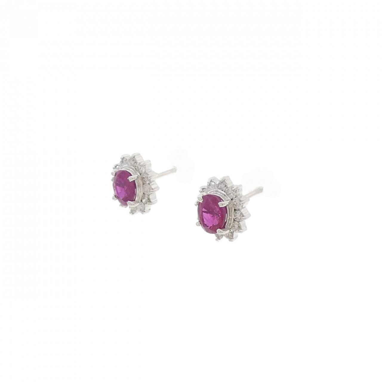 K18WG ルビー ピアス 1.00CT