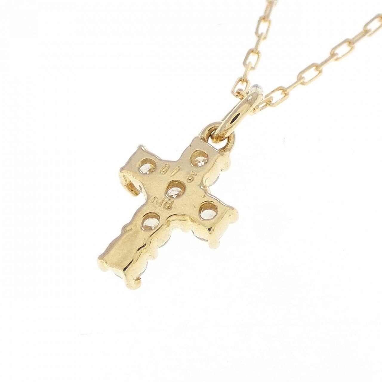 K18YG クロス ダイヤモンド ネックレス 0.15CT
