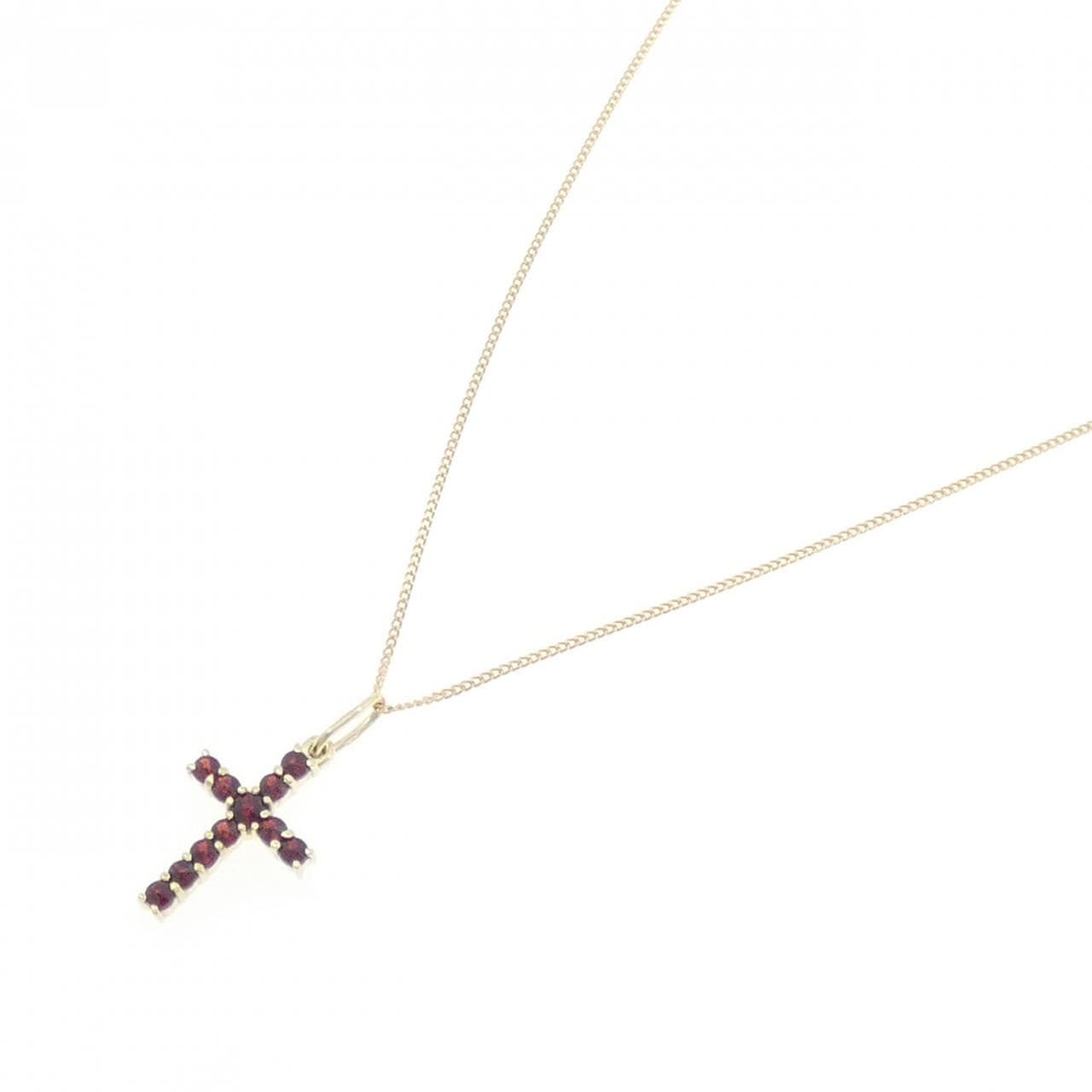 585/K18 クロス ガーネット ネックレス