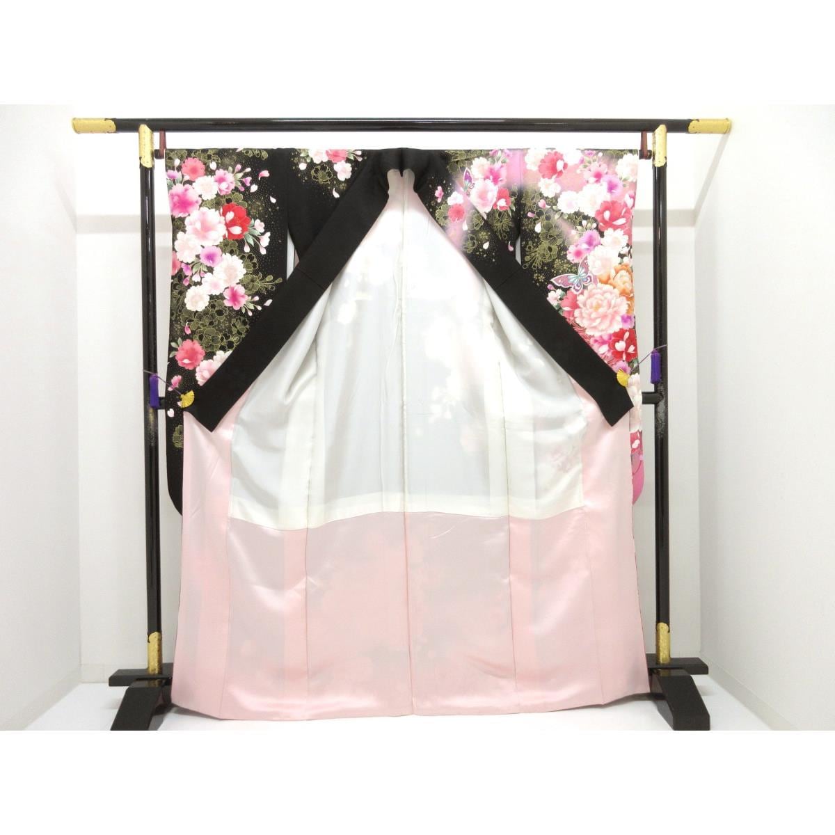 振袖　友禅金彩加工　刺繍入りボカシ染