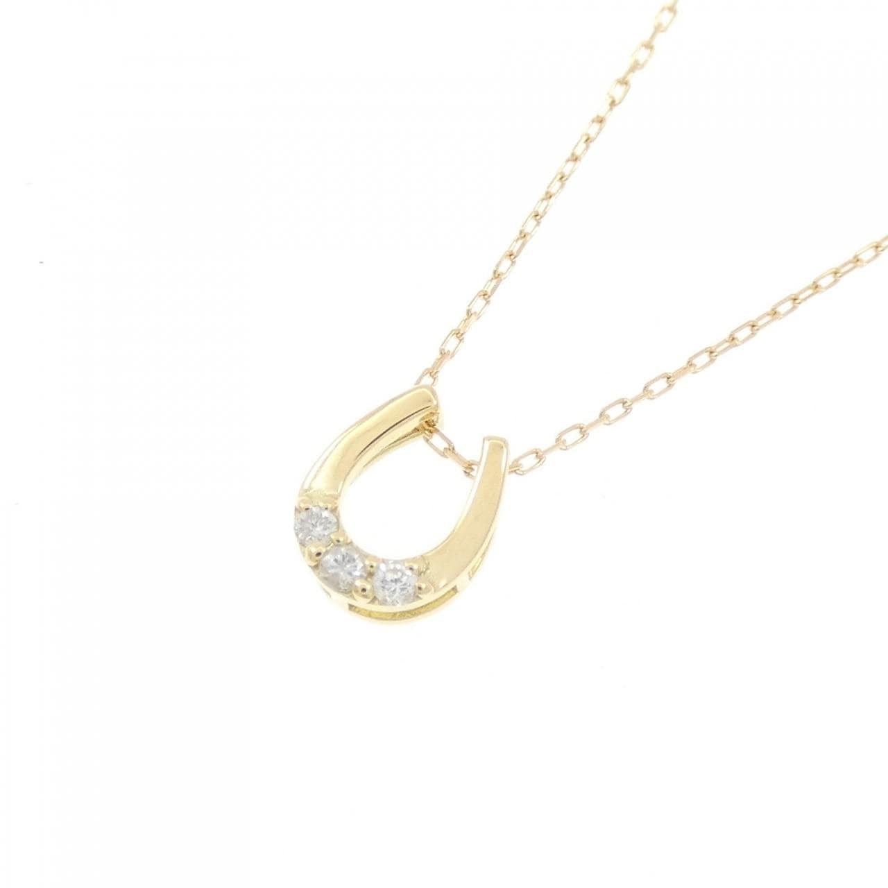 K18YG Horseshoe Diamond Necklace 0.03CT
