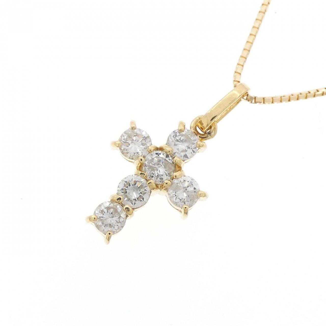 K18YG クロス ダイヤモンド ネックレス 0.45CT