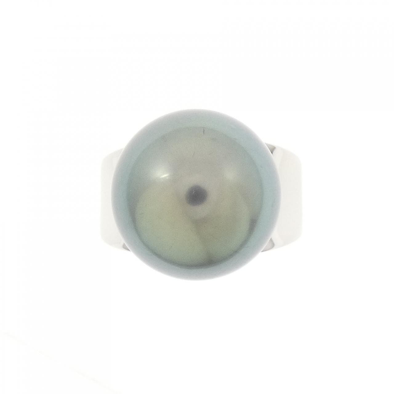 K18WG 黒蝶パール リング 14.8mm