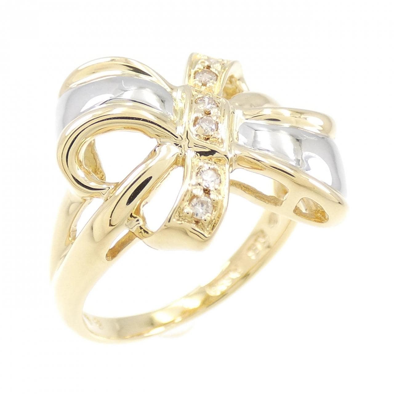 K18YG/PT Diamond ring 0.06CT