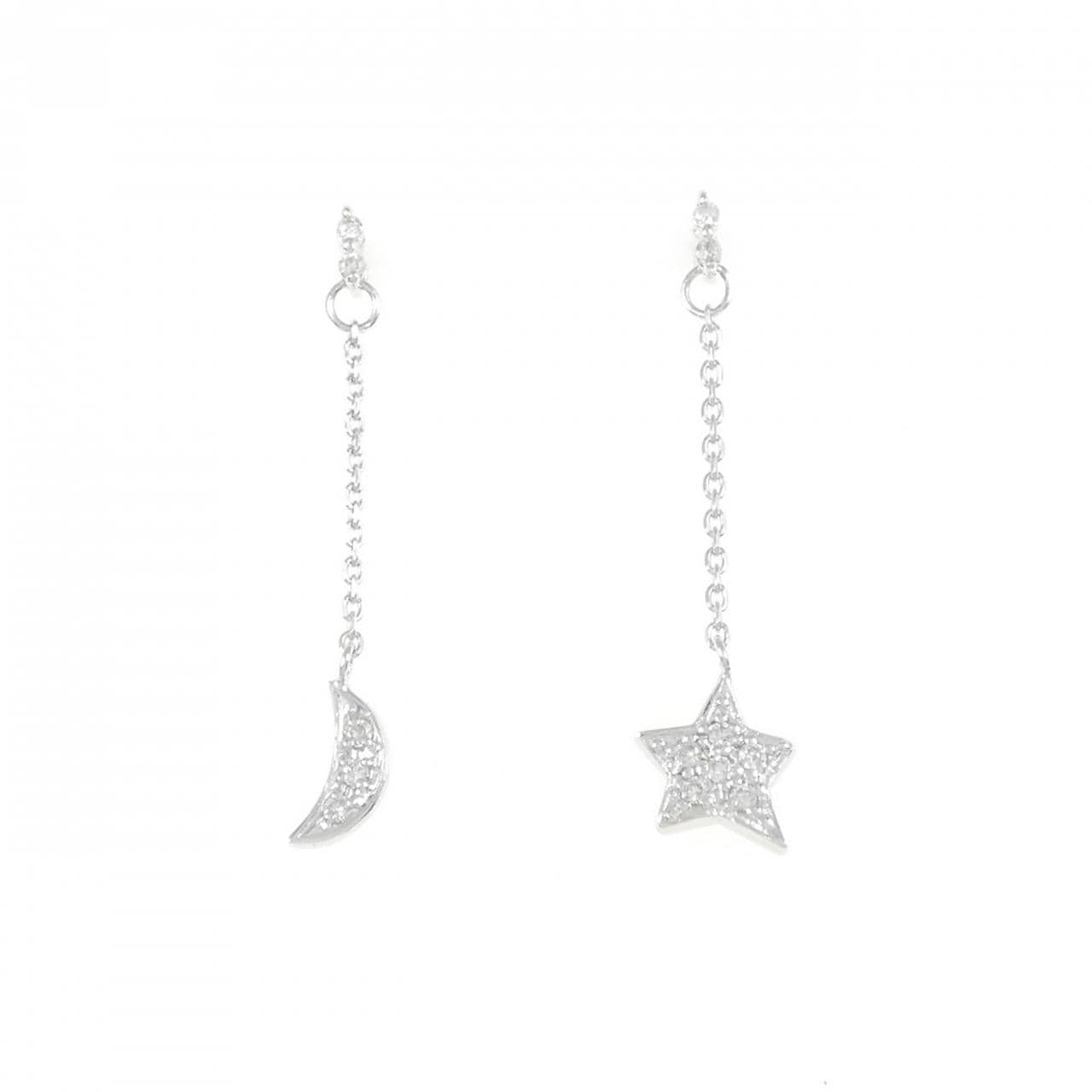 K18WG Moon x Star Diamond Earrings