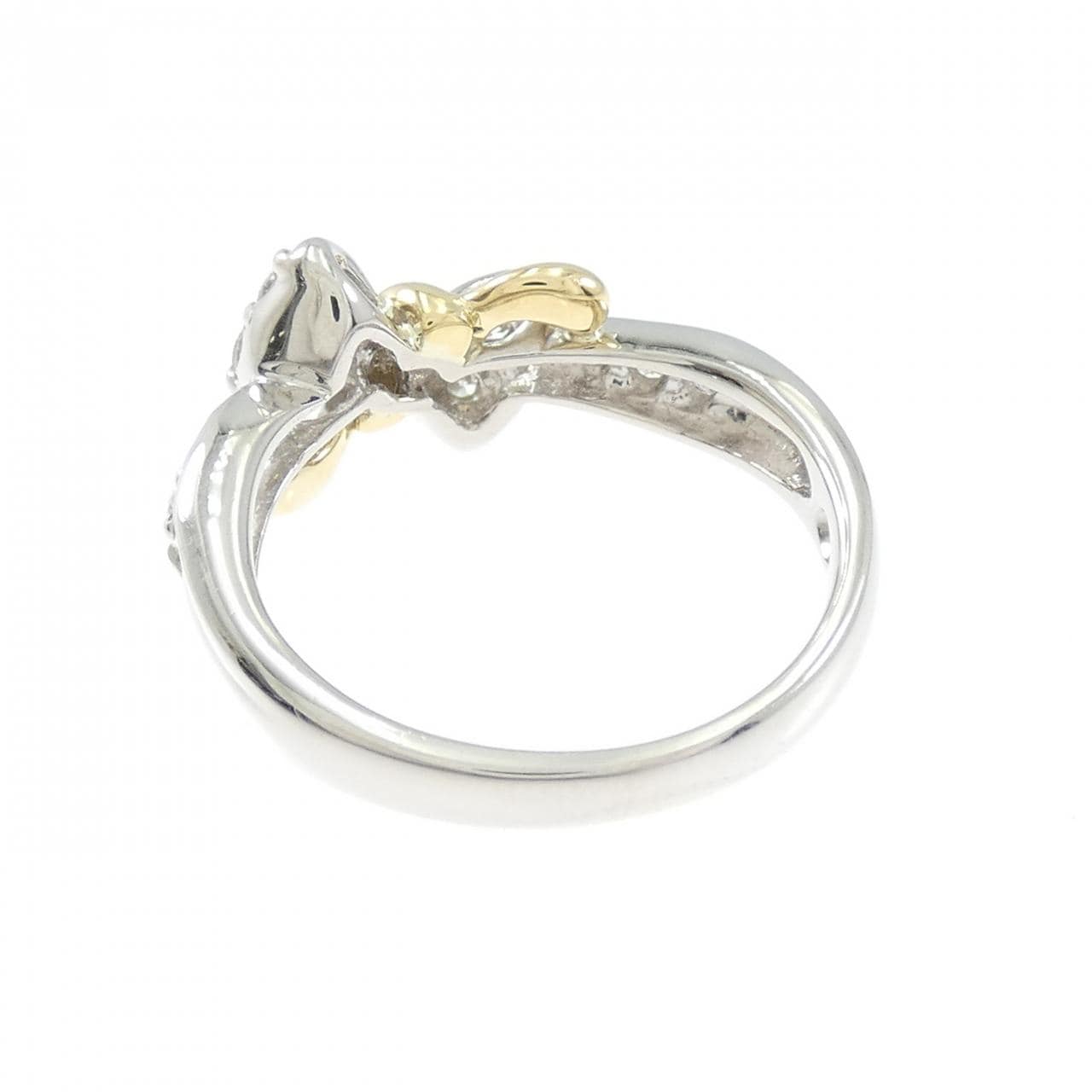 PT900/K18YG リボン ダイヤモンド リング 0.35CT