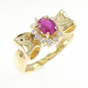 K18YG リボン ルビー リング 0.40CT