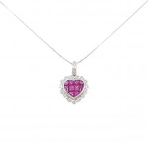 750WG/K18WG ハート ルビー ネックレス 1.4CT