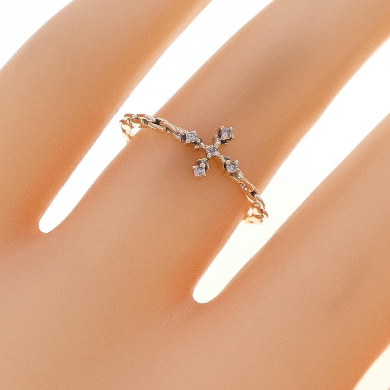 K10YG クロス ダイヤモンド リング 0.03CT