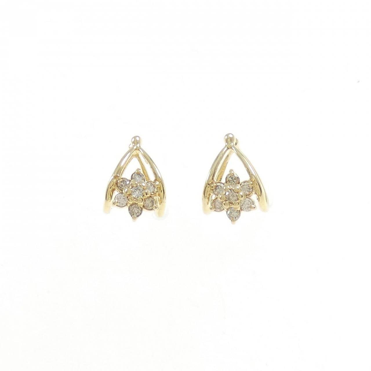 K18YG 花朵钻石耳骨夹 0.15CT