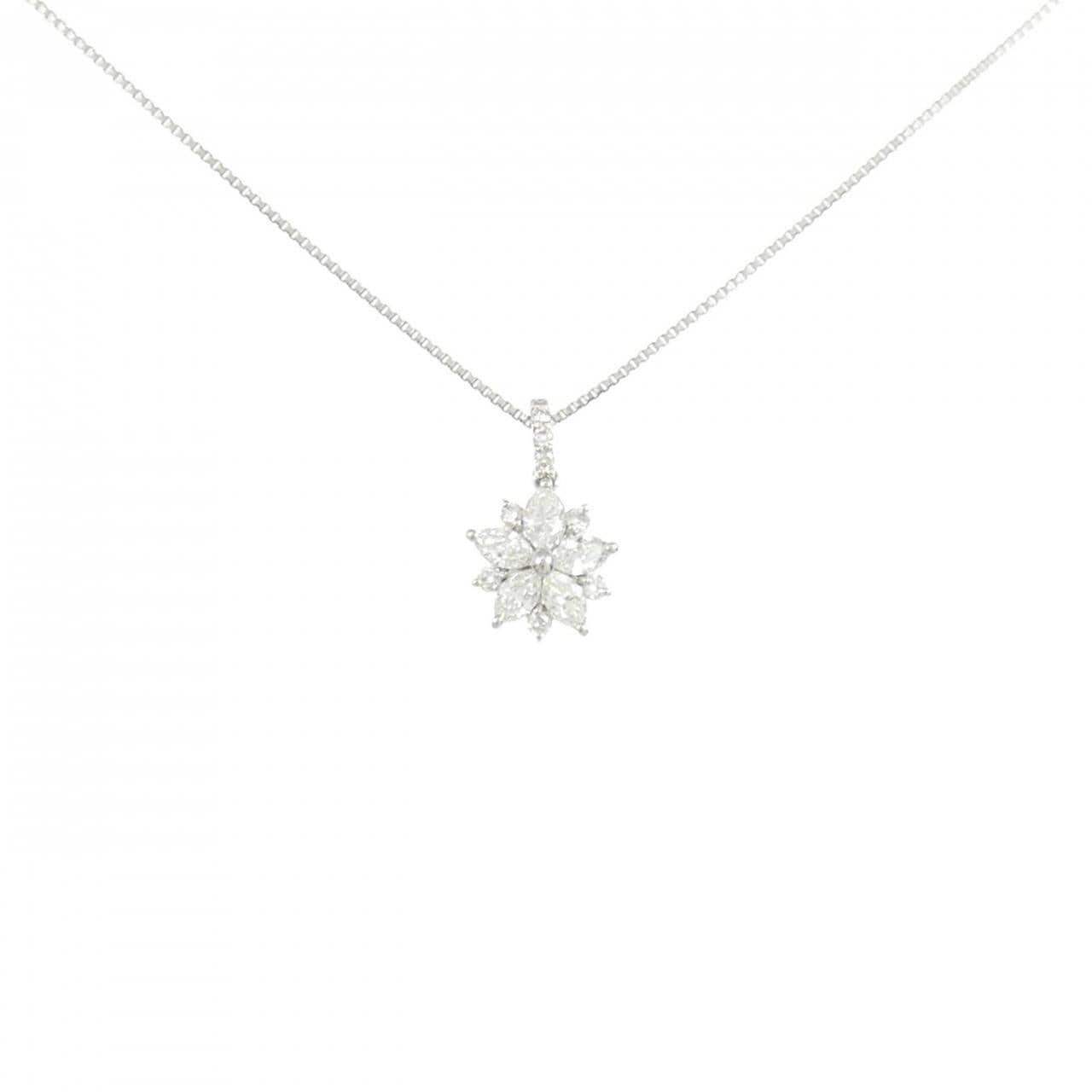 【新品】PT900/PT850 フラワー ダイヤモンド ネックレス 0.30CT