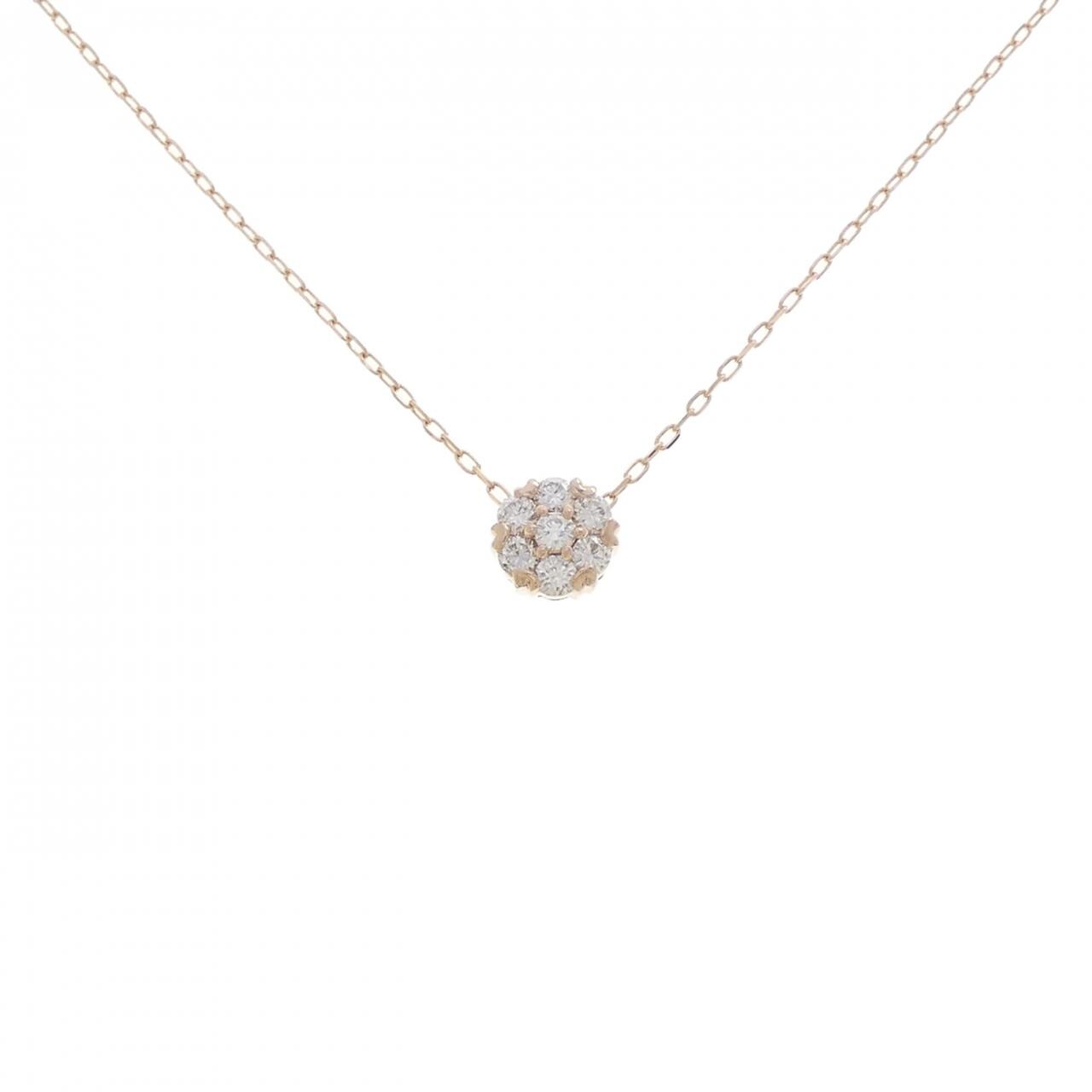 K18PG フラワー ダイヤモンド ネックレス 0.30CT