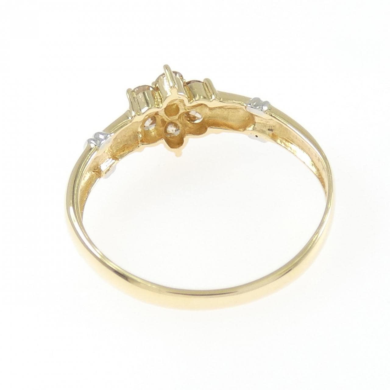 K18YG/PT900 フラワー ダイヤモンド リング 0.30CT