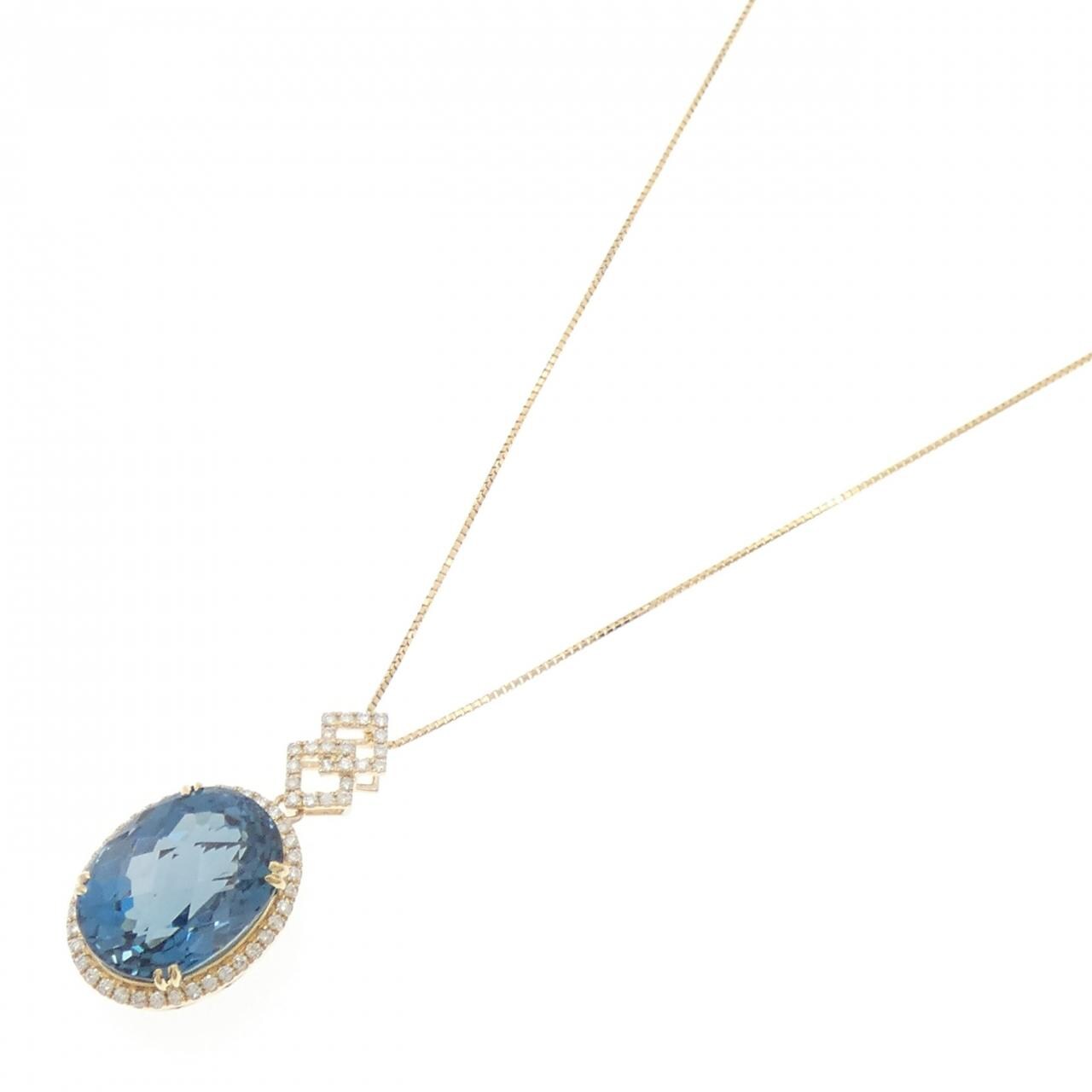 K18YG ブルートパーズ ネックレス 15.12CT