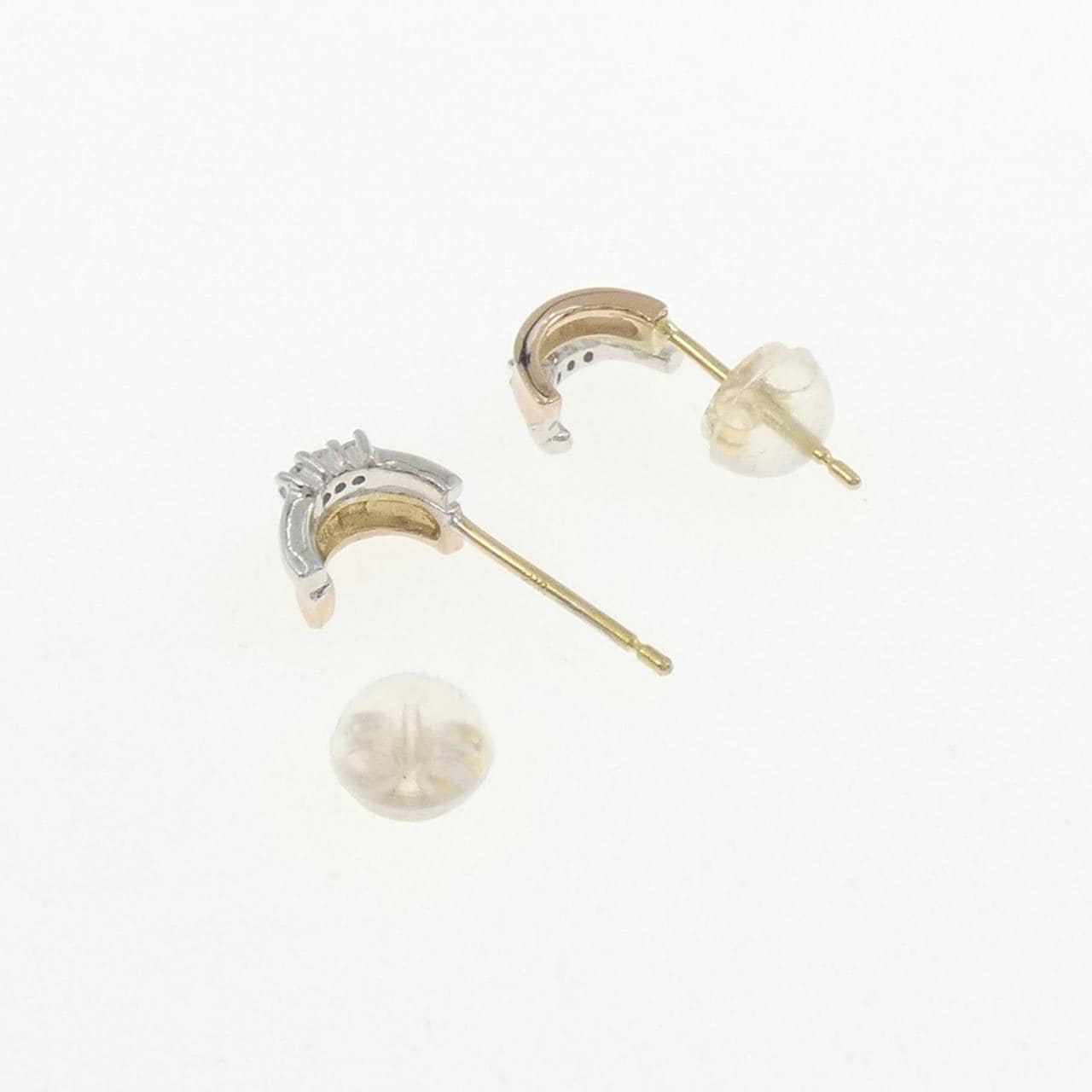 K18 三色鑽石耳環，0.04克拉