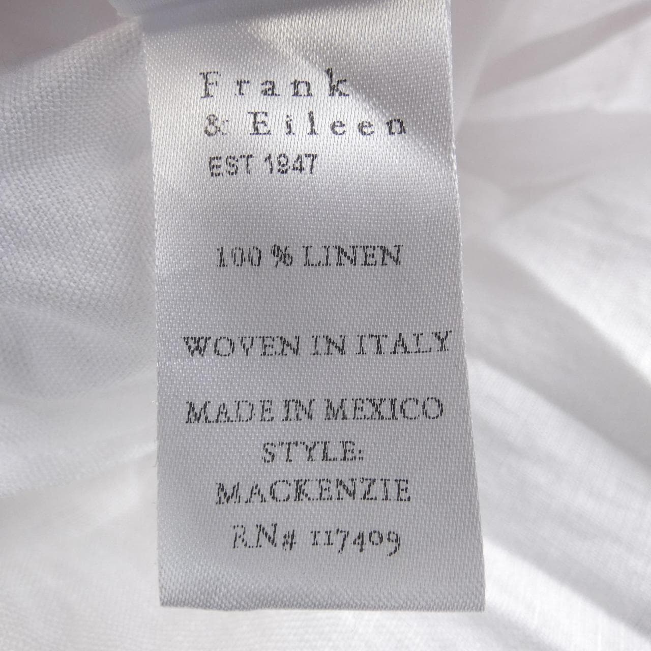 フランクアンドアイリーン FRANK&EILEEN シャツ