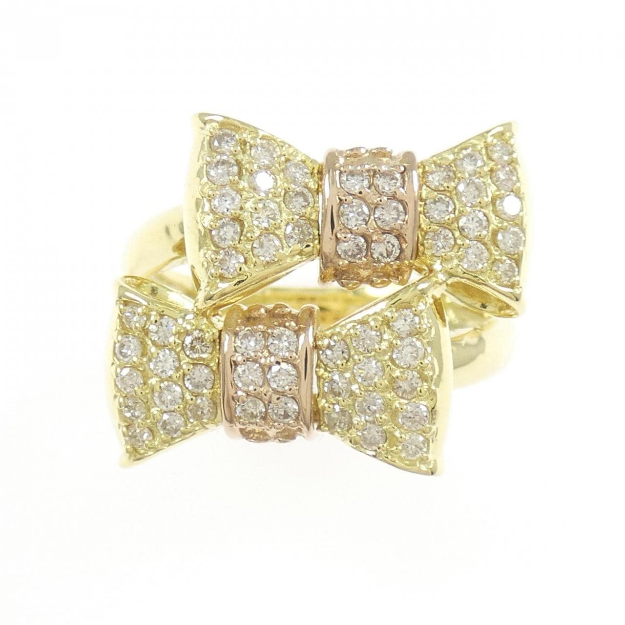 K18YG/K18PG リボン ダイヤモンド リング 0.50CT