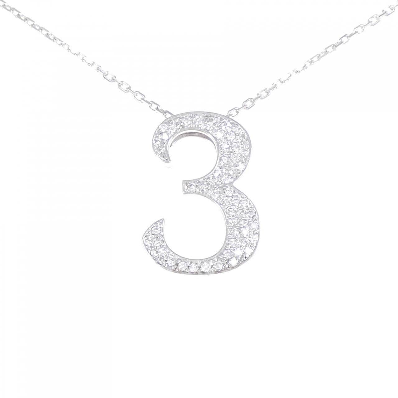 K18WG Number 3 Diamond Necklace 0.60CT
