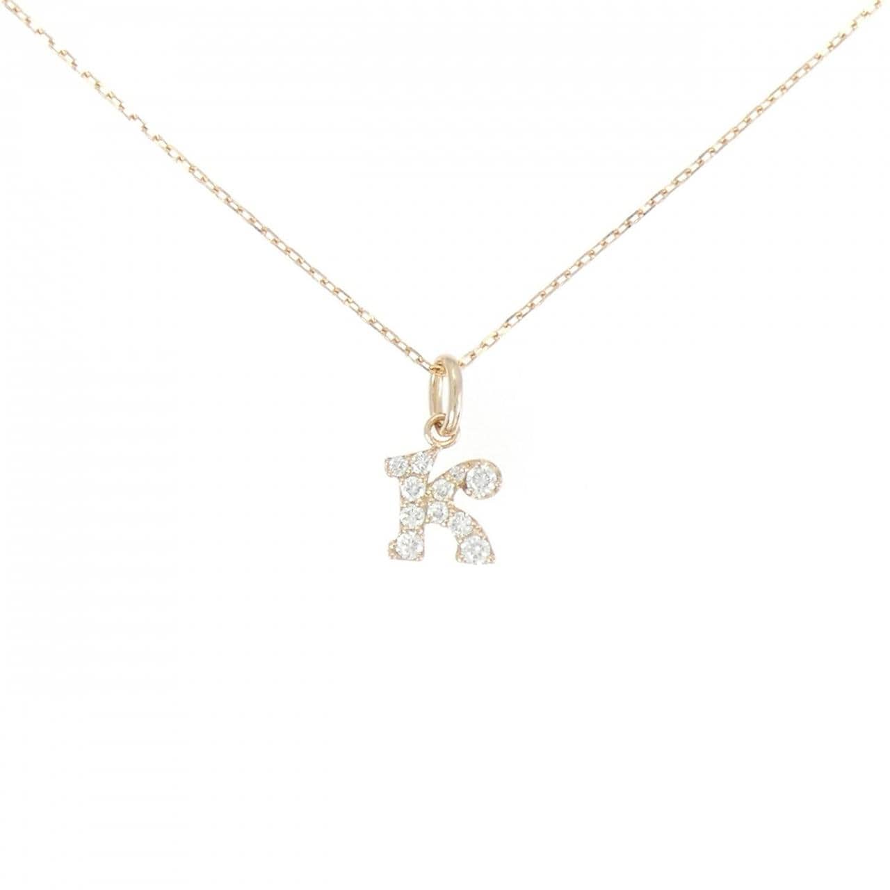 K18PG イニシャルK ダイヤモンド ネックレス 0.11CT
