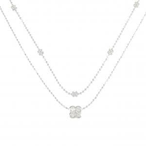 K18WG フラワー ダイヤモンド ネックレス 0.16CT