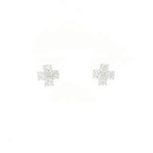 K18WG フラワー ダイヤモンド ピアス 0.52CT