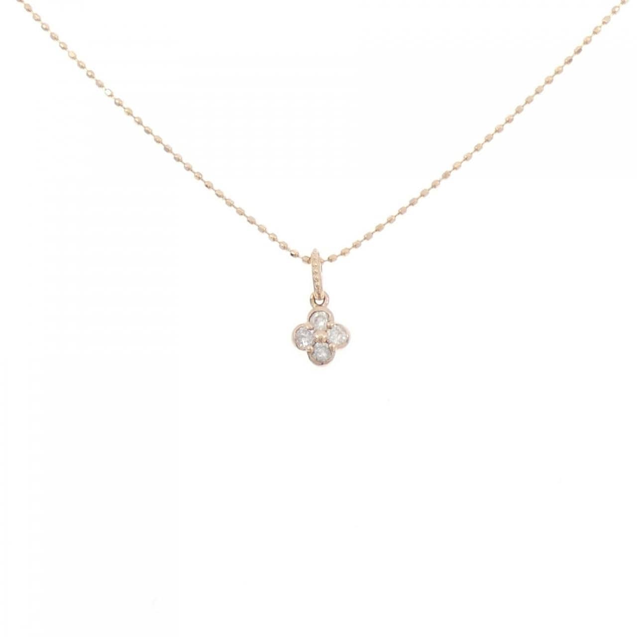 K10PG フラワー ダイヤモンド ネックレス 0.12CT