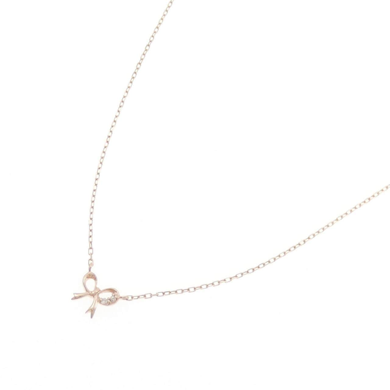 K10PG リボン ダイヤモンド ネックレス