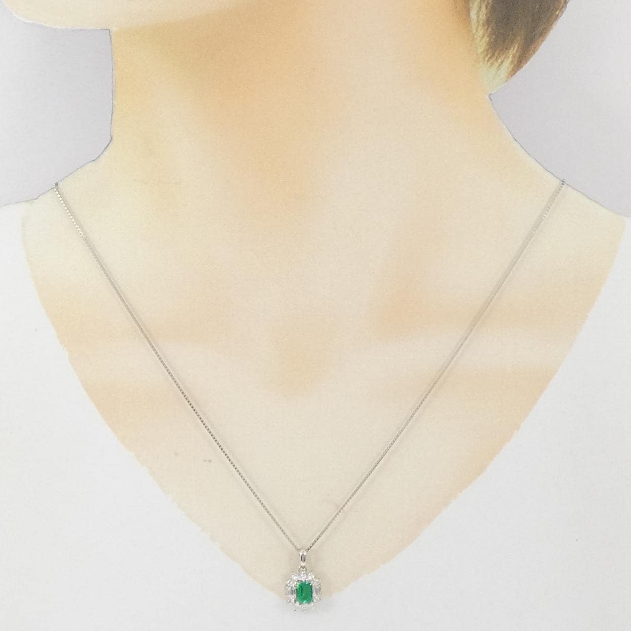 PT900/PT850 エメラルド ネックレス 0.49CT