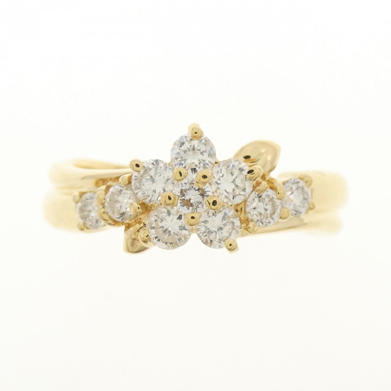 K18YG フラワー ダイヤモンド リング 0.50CT